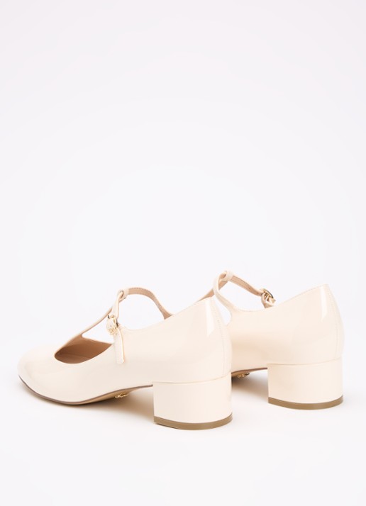 Dune London Believable Mary Jane pump met lakfinish - achterkant 4 ivoor