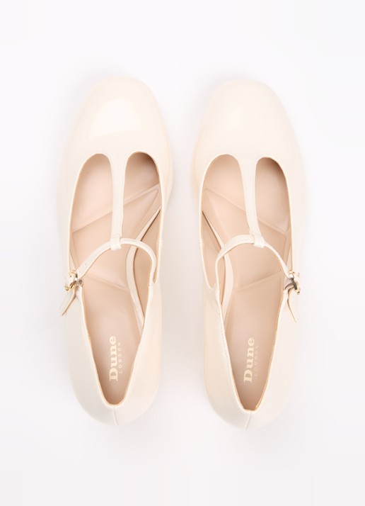 Dune London Believable Mary Jane pump met lakfinish - detail 2 ivoor
