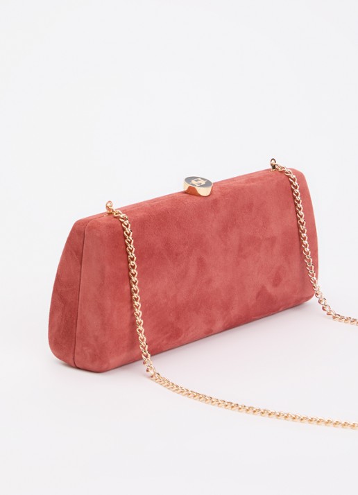 Dune London Belinda clutch met afneembare schouderriem - achterkant steenrood