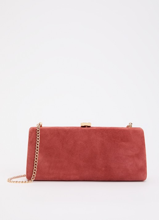 Dune London Belinda clutch met afneembare schouderriem - voorkant 2 steenrood