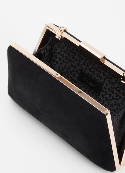 Dune London Bellaria clutch met afneembare schouderriem - detail zwart