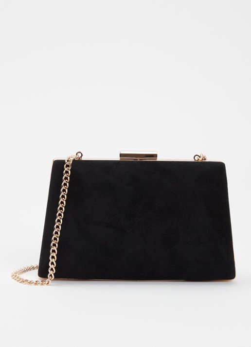 Dune London Bellaria clutch met afneembare schouderriem - voorkant 4 zwart