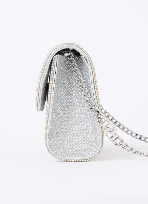 Dune London Bellini clutch met logo - detail 2 zilver