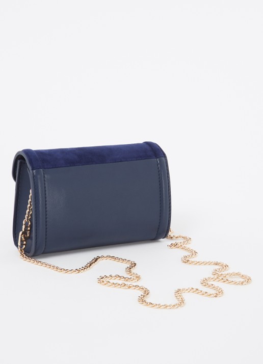 Dune London Bellini clutch met logo - achterkant 4 donkerblauw