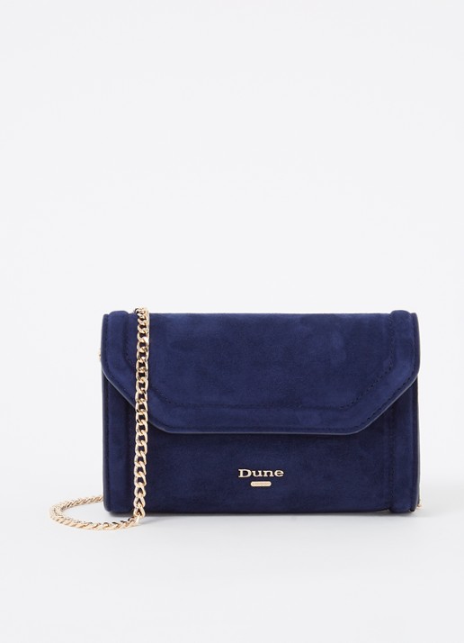 Dune London Bellini clutch met logo - voorkant 3 donkerblauw