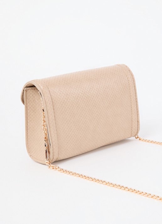 Dune London Bellini clutch met logo - achterkant beige