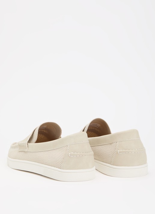 Dune London Benzy loafer met gebreid bovenwerk - achterkant 5 creme