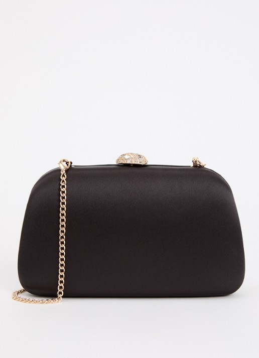 Dune London Binding clutch met afneembare schouderriem - voorkant 2 diepzwart