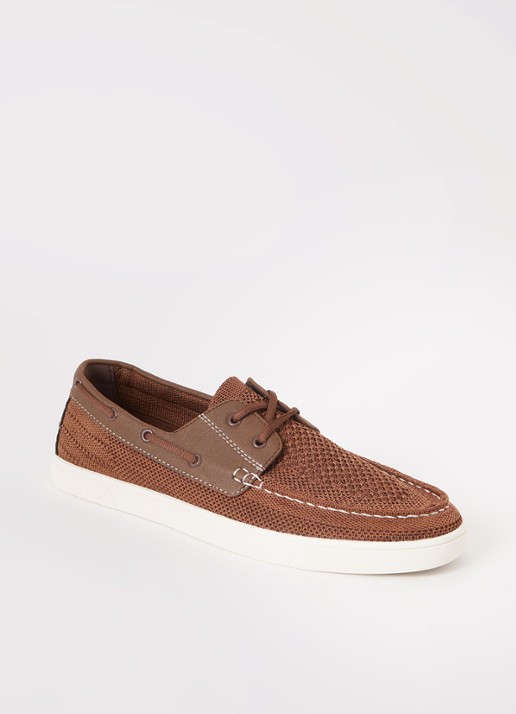 Dune London Blaizerss bootschoen met gebreid bovenwerk - voorkant 5 hazelnootbruin