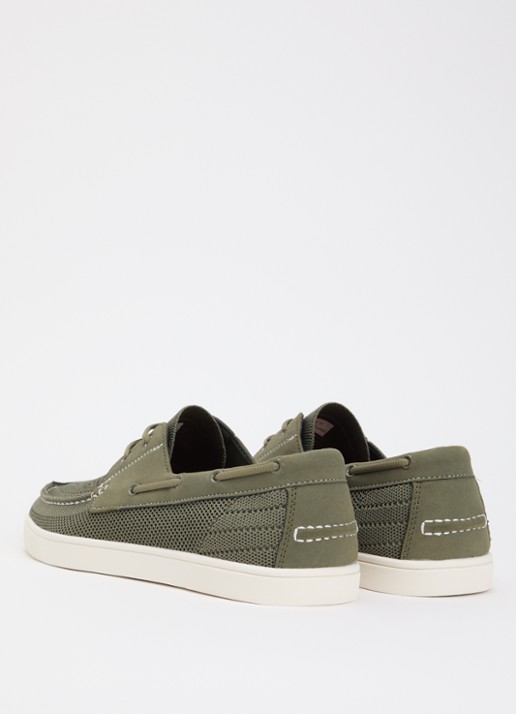 Dune London Blaizerss bootschoen met gebreid bovenwerk - achterkant 2 olijfgroen
