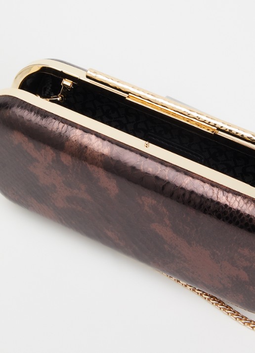 Dune London Body clutch van leer - detail donkerbruin