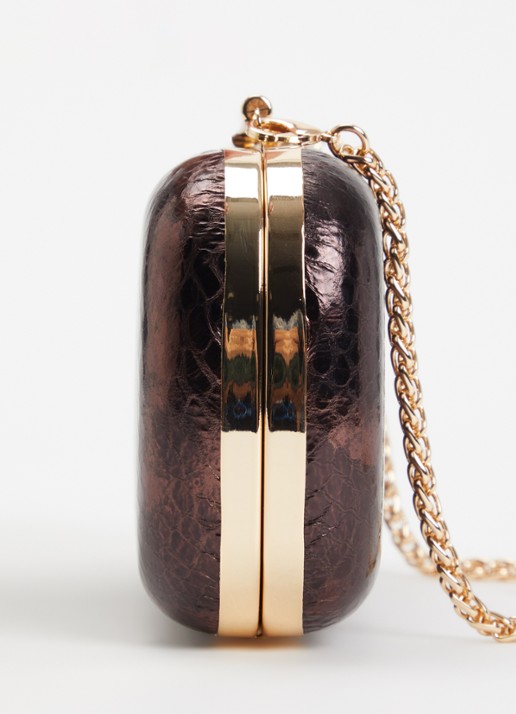 Dune London Body clutch van leer - detail 2 donkerbruin