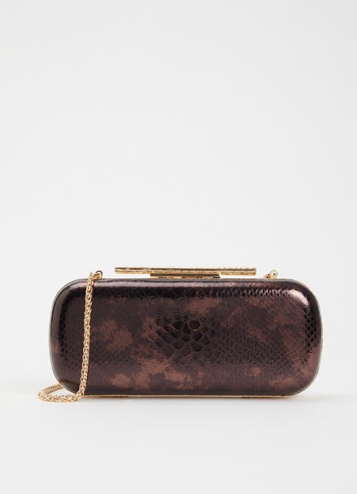 Dune London Body clutch van leer - voorkant 5 donkerbruin