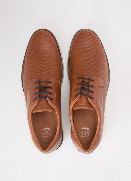 Dune London Bow veterschoen van leer  - detail 4 cognac