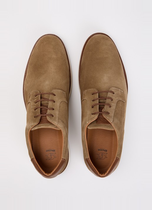 Dune London Bow veterschoen van leer  - detail 4 zand