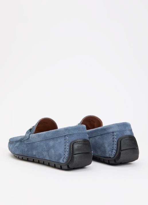 Dune London Brackon mocassins van leer - achterkant blauw