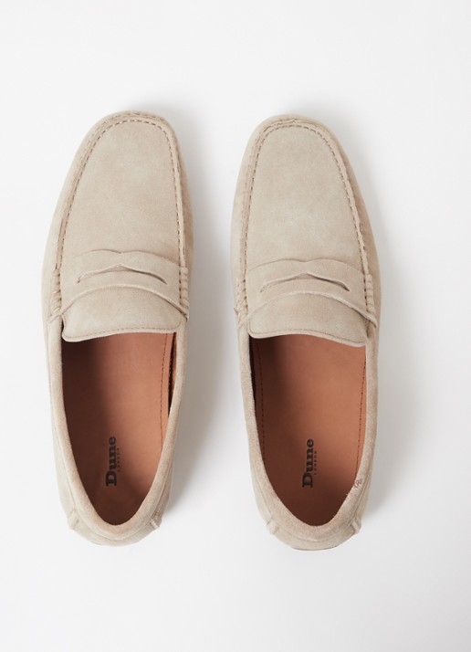 Dune London Bradlay mocassin van suède - detail 3 donkerbeige