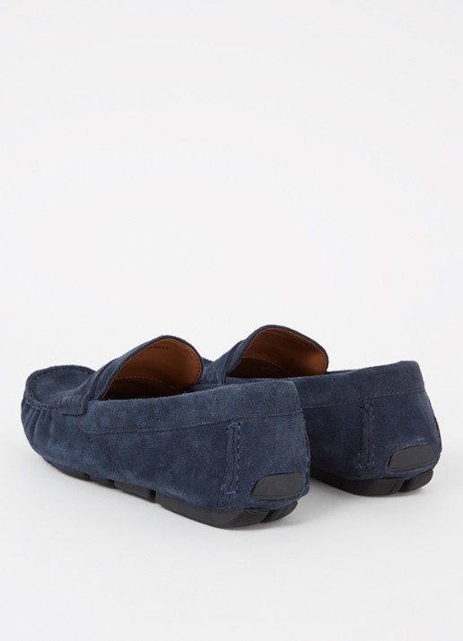 Dune London Bradlay mocassin van suède - achterkant 5 donkerblauw