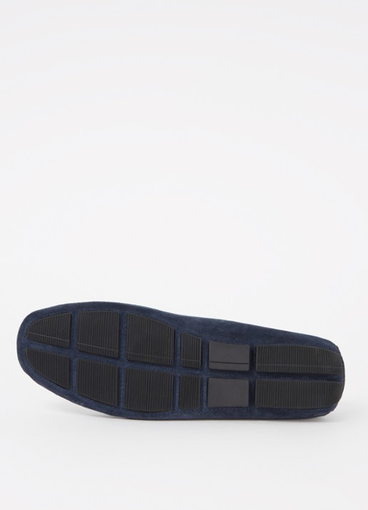 Dune London Bradlay mocassin van suède - detail 3 donkerblauw