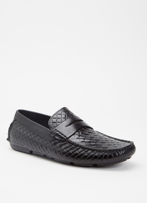 Dune London Bradlay moccasin van leer - voorkant zwart