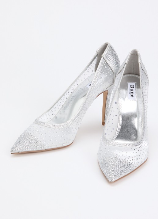 Dune London Brightest pump van mesh met strass - detail 2 zilver