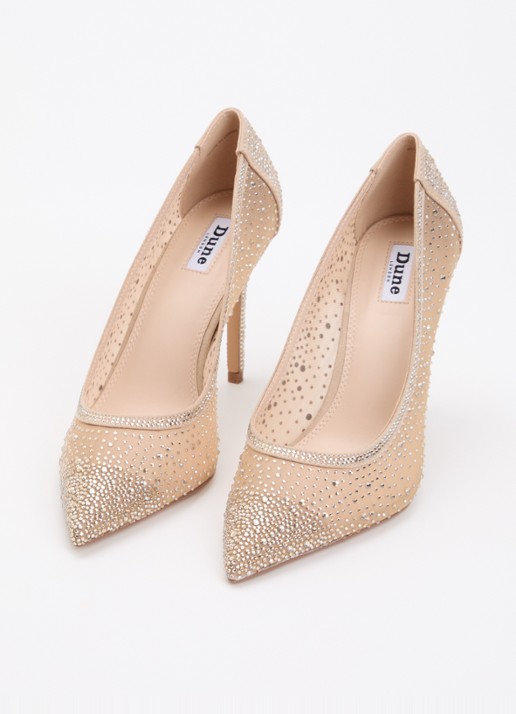 Dune London Brightest pump van mesh met strass - detail 2 oudroze