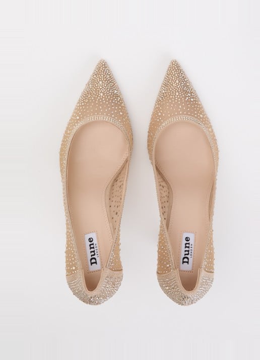 Dune London Brightest pump van mesh met strass - detail 3 oudroze