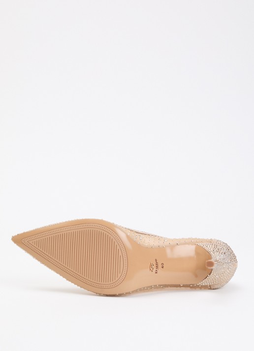 Dune London Brightest pump van mesh met strass - detail 4 oudroze