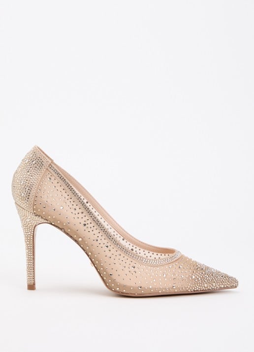 Dune London Brightest pump van mesh met strass