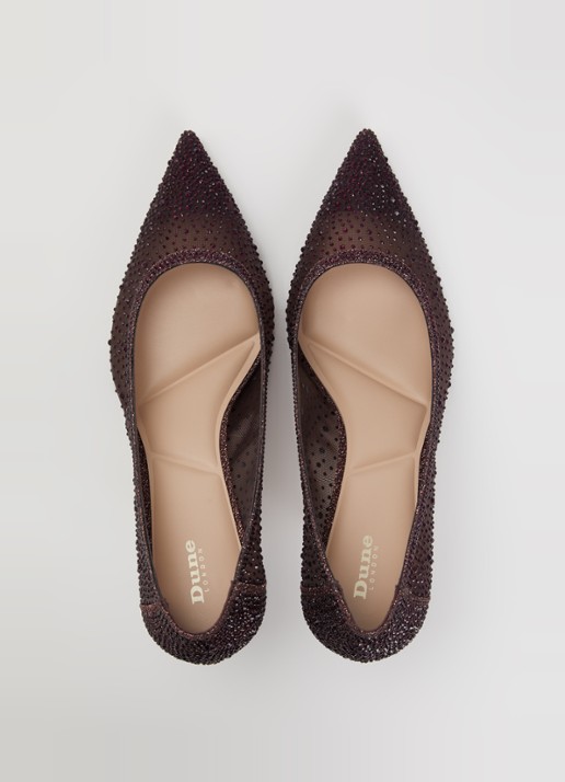 Dune London Brivelle pump van mesh met strass - detail 3 bordeauxrood