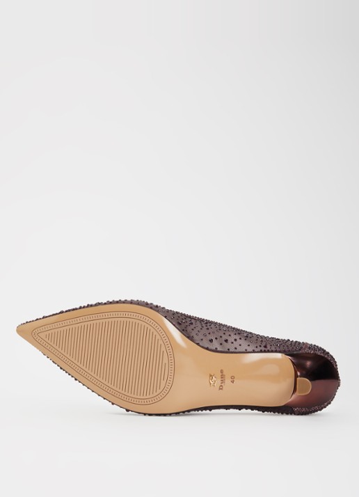 Dune London Brivelle pump van mesh met strass - detail 4 bordeauxrood