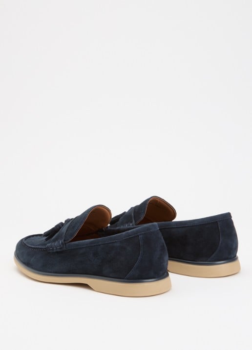 Dune London Broddi loafer van suède - achterkant 4 donkerblauw