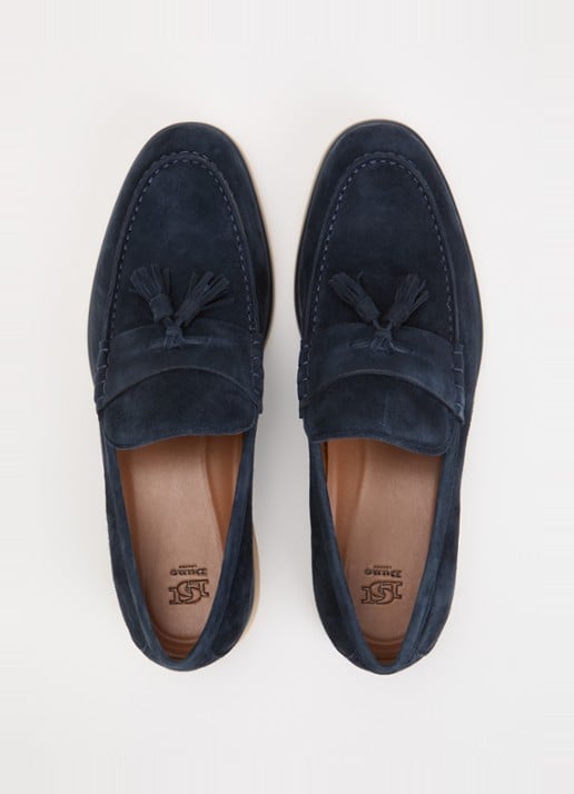 Dune London Broddi loafer van suède - detail 2 donkerblauw