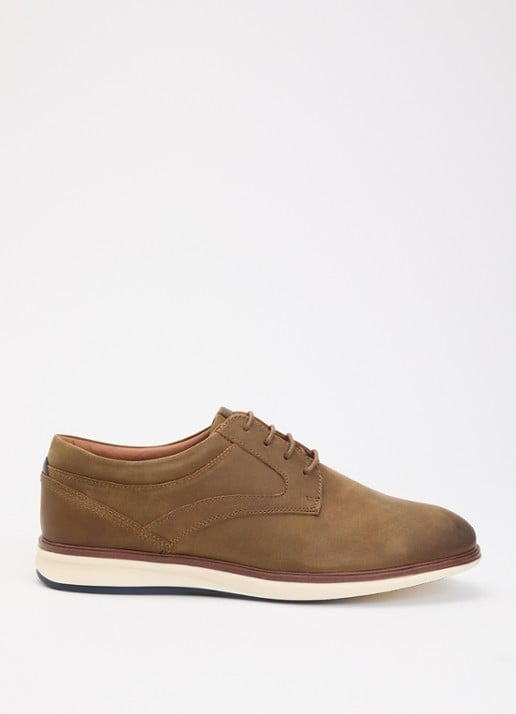 Dune London Brydon veterschoen van leer - voorkant bruin