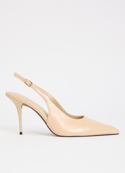 Dune London Cai slingback van leer  - voorkant creme