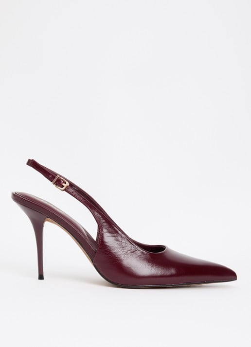 Dune London Cai slingback van leer  - voorkant bordeauxrood