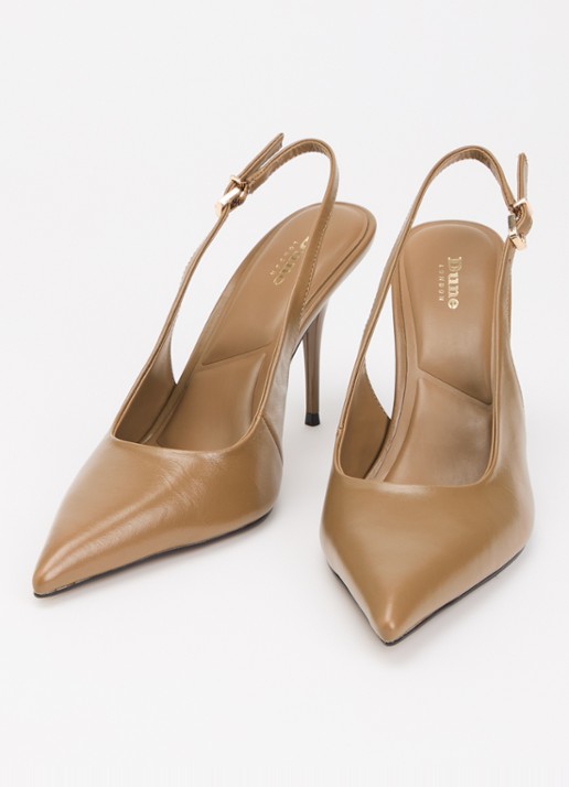 Dune London Cai slingback van leer  - detail camel