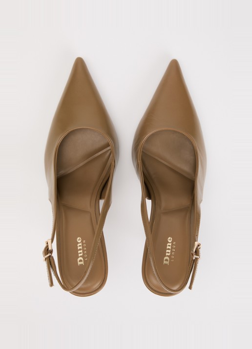 Dune London Cai slingback van leer  - detail 2 camel