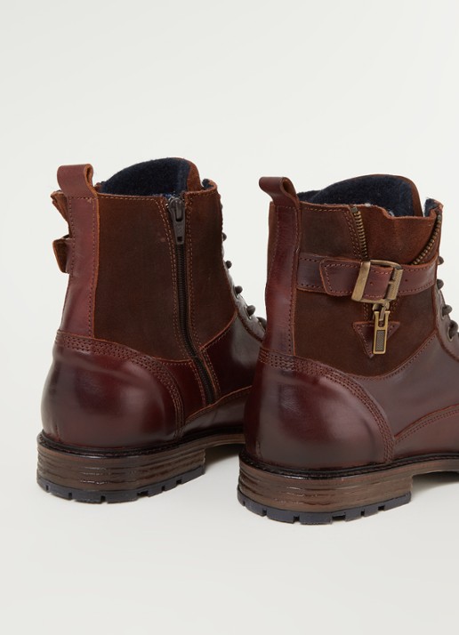 Dune London Call veterboot van leer met suède details - detail 2 donkerbruin