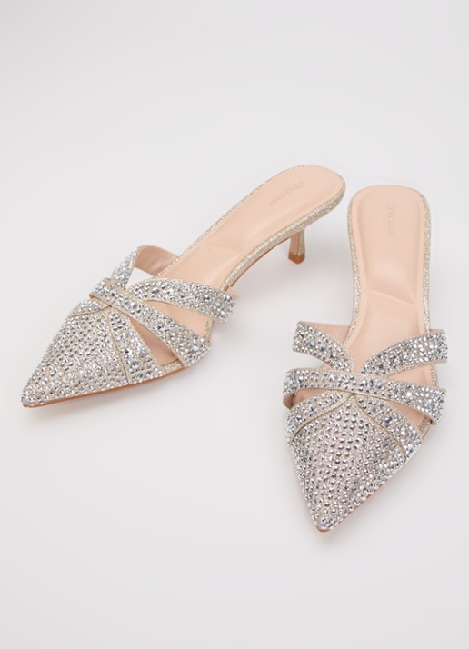 Dune London Calla muiltje met strass - detail 3 goud