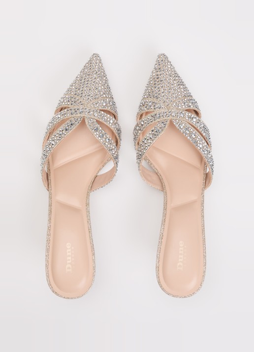 Dune London Calla muiltje met strass - detail 4 goud