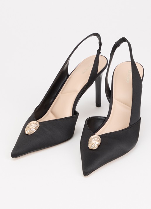 Dune London Camara slingback van satijn - detail 3 zwart