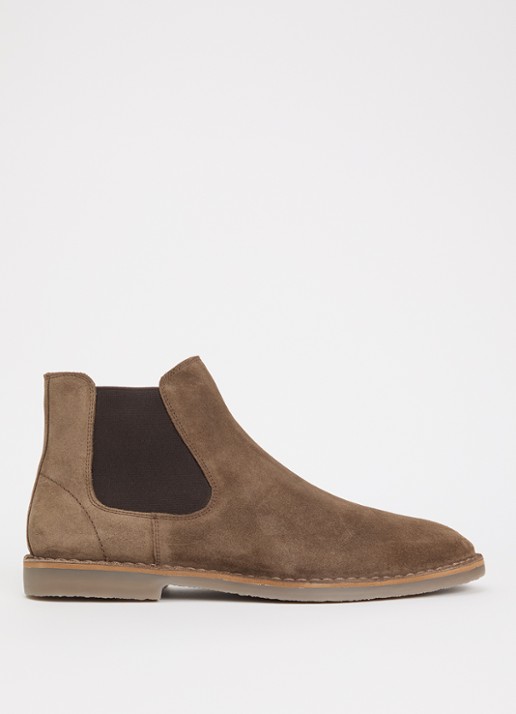 Dune London Cashy chelsea boot van suède - voorkant 3 lichtbruin