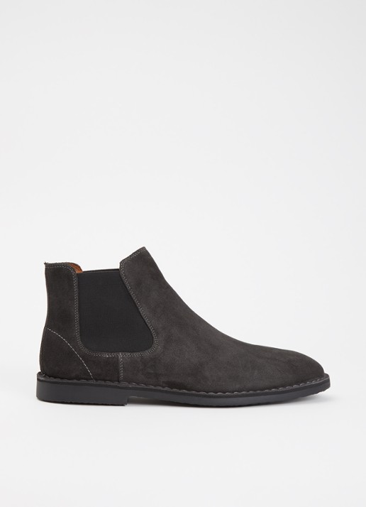 Dune London Cashy chelsea boot van suède - voorkant grijs