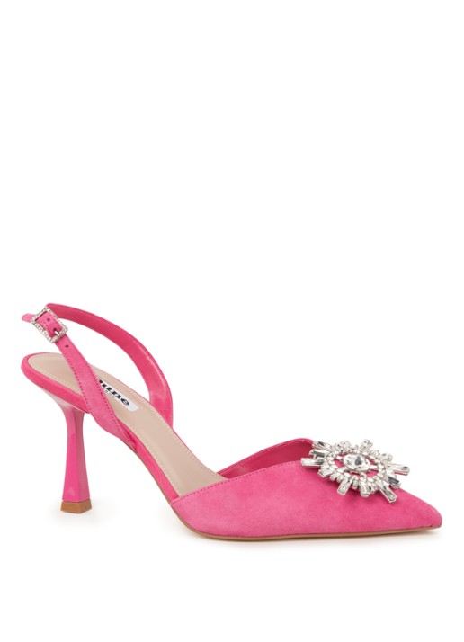 Dune London Casis slingback van suède - voorkant 4 roze