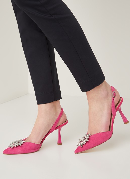 Dune London Casis slingback van suède - voorkant 5 roze