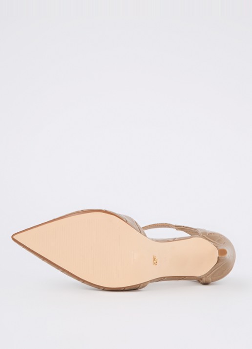 Dune London Castered pump met crocostructuur  - detail 5 donkerbeige