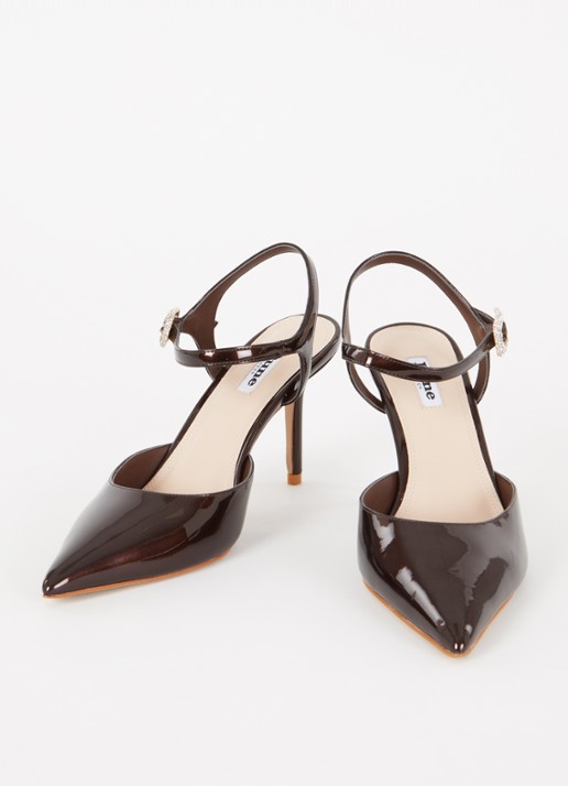Dune London Channel sandalette met strass - detail donkerbruin