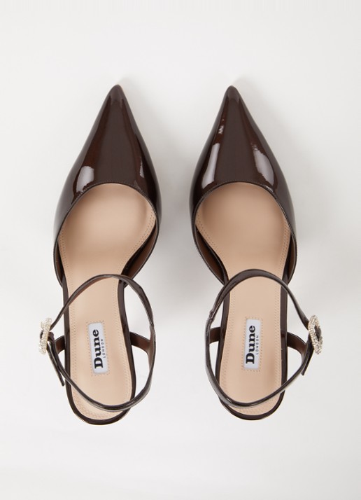 Dune London Channel sandalette met strass - detail 2 donkerbruin