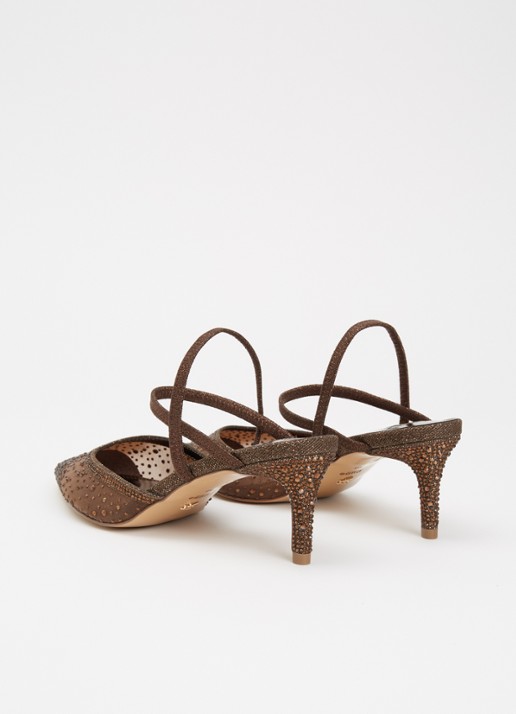 Dune London Charismatic slingback met strass - achterkant 5 donkerbruin